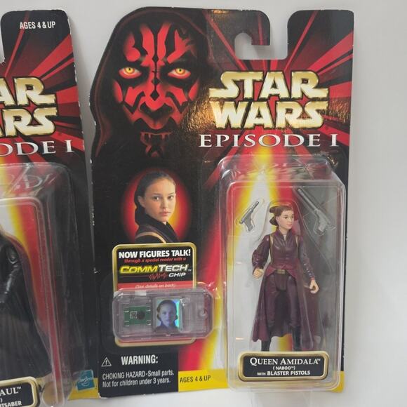 Lot Of 2 Star Wars Episode 1 DARTH MAUL COMMTECH+ Queen Amidala W Blaster New - Picture 3 of 4